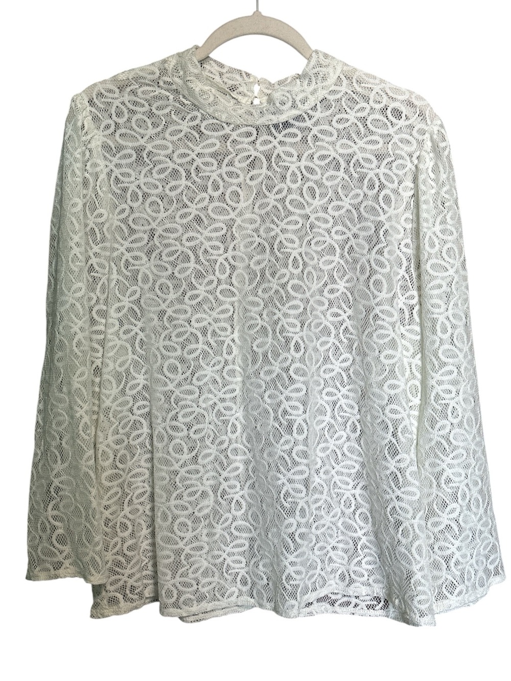 Gap mock turtleneck cream puff sleeve lace top